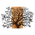 Decoratiune de perete, Kavak, lemn/metal, 85 x 58 cm, negru/maro
