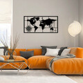 Decoratiune de perete, World Map Metal Decor 7, metal, 121 x 60 cm, negru