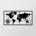 Decoratiune de perete, World Map Metal Decor 7, metal, 121 x 60 cm, negru