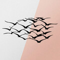 Decoratiune de perete, Herd Of Birds, metal, 120 x 55 cm, negru