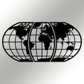 Decoratiune de perete, World Map 11, metal, 116 x 58 cm, negru