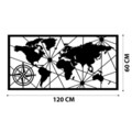 Decoratiune de perete, World Map Large Metal Wall Decor, metal, 120 x 60 cm, negru