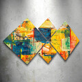Set 4 tablouri decorative, 4MDF1269968, MDF, Imprimat UV, Multicolor