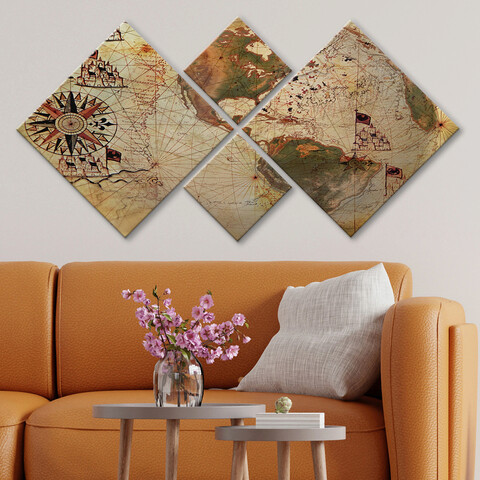 Set 4 tablouri decorative, 4MDF2023823, MDF, Imprimat UV, Multicolor