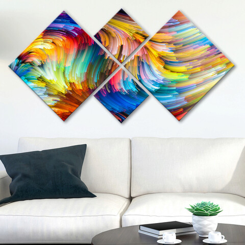 Set 4 tablouri decorative, 4MDF262592861, MDF, Imprimat UV, Multicolor