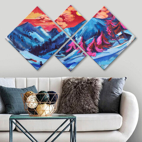 Set 4 tablouri decorative, 4MDF3034580, MDF, Imprimat UV, Multicolor