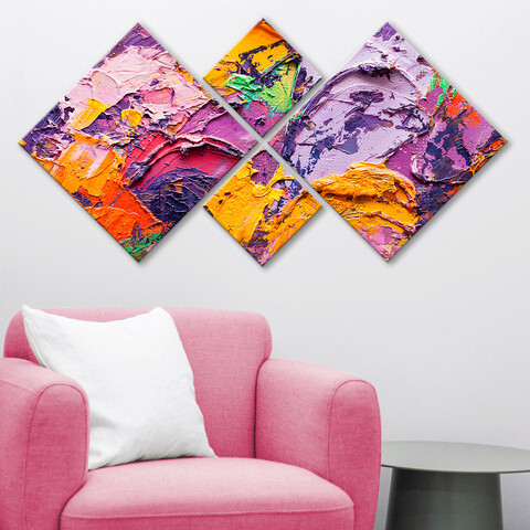 Set 4 tablouri decorative, 4MDF306782456, MDF, Imprimat UV, Multicolor