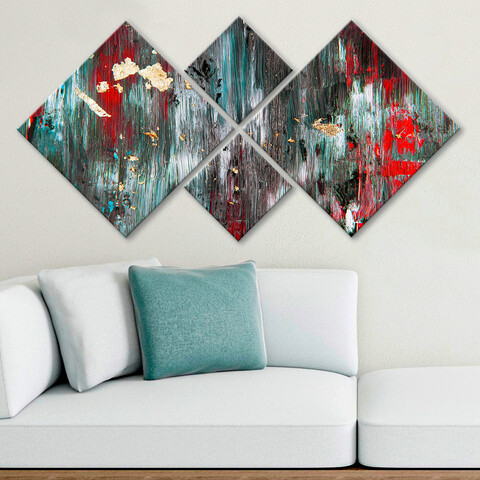 Set 4 tablouri decorative, 4MDF3418039, MDF, Imprimat UV, Multicolor