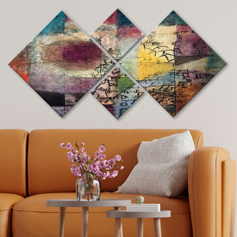 Set 4 tablouri decorative, 4MDF3586209, MDF, Imprimat UV, Multicolor