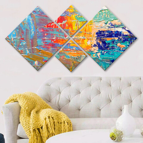 Set 4 tablouri decorative, 4MDF362273090, MDF, Imprimat UV, Multicolor