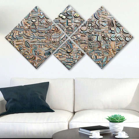 Set 4 tablouri decorative, 4MDF390474070, MDF, Imprimat UV, Multicolor