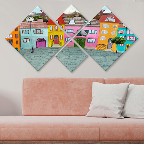 Set 4 tablouri decorative, 4MDF39302959, MDF, Imprimat UV, Multicolor