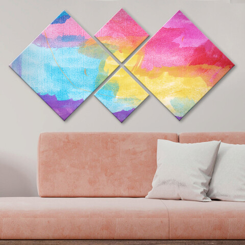 Set 4 tablouri decorative, 4MDF41137465, MDF, Imprimat UV, Multicolor