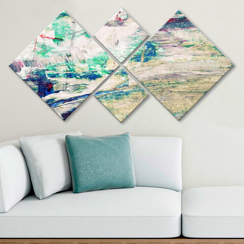 Set 4 tablouri decorative, 4MDF45733497, MDF, Imprimat UV, Multicolor