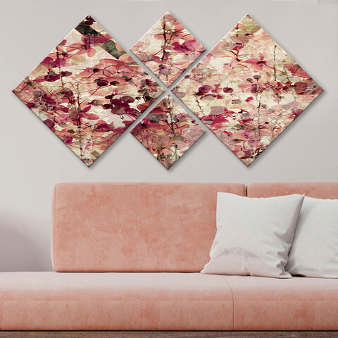 Set 4 tablouri decorative, 4MDF4577294, MDF, Imprimat UV, Multicolor