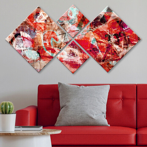 Set 4 tablouri decorative, 4MDF46234342, MDF, Imprimat UV, Multicolor