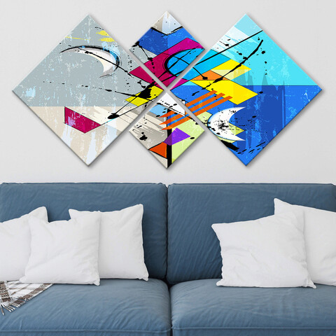Set 4 tablouri decorative, 4MDF464777969, MDF, Imprimat UV, Multicolor