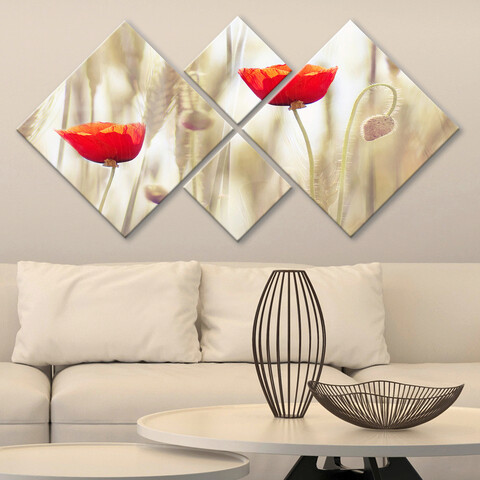 Set 4 tablouri decorative, 4MDF4777109, MDF, Imprimat UV, Multicolor