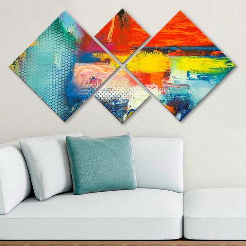 Set 4 tablouri decorative, 4MDF558102997, MDF, Imprimat UV, Multicolor