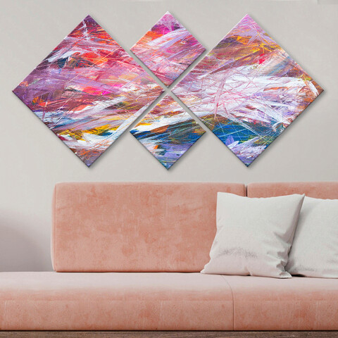 Set 4 tablouri decorative, 4MDF560238, MDF, Imprimat UV, Multicolor