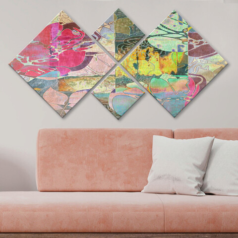 Set 4 tablouri decorative, 4MDF56168362, MDF, Imprimat UV, Multicolor