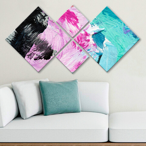 Set 4 tablouri decorative, 4MDF576297, MDF, Imprimat UV, Multicolor