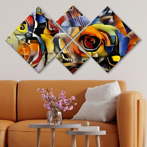 Set 4 tablouri decorative, 4MDF589579217, MDF, Imprimat UV, Multicolor