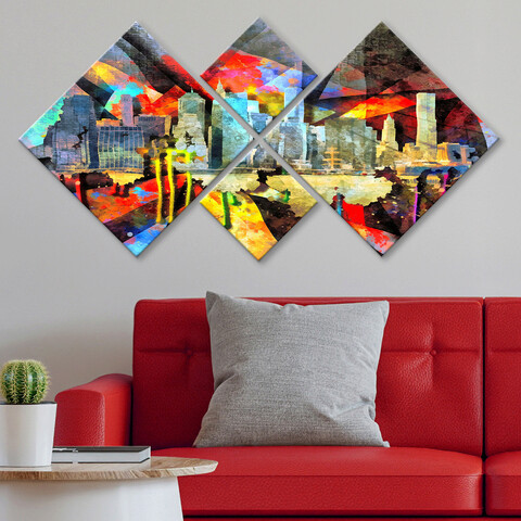 Set 4 tablouri decorative, 4MDF602230631, MDF, Imprimat UV, Multicolor