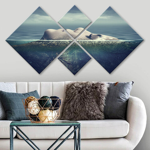 Set 4 tablouri decorative, 4MDF605807270, MDF, Imprimat UV, Multicolor