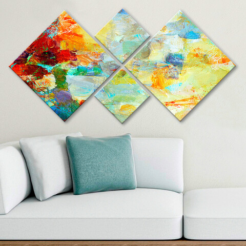 Set 4 tablouri decorative, 4MDF6262166, MDF, Imprimat UV, Multicolor