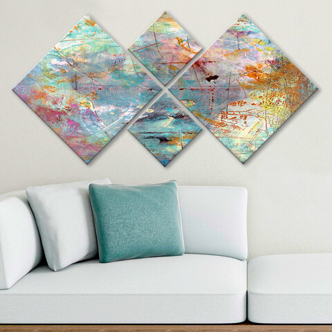 Set 4 tablouri decorative, 4MDF62692444, MDF, Imprimat UV, Multicolor