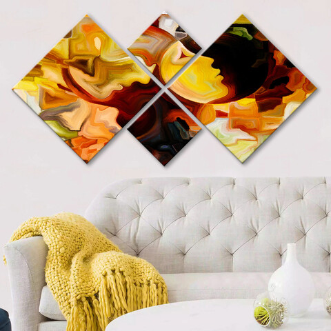 Set 4 tablouri decorative, 4MDF63178949, MDF, Imprimat UV, Multicolor