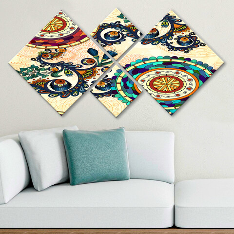 Set 4 tablouri decorative, 4MDF6383098, MDF, Imprimat UV, Multicolor