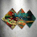 Set 4 tablouri decorative, 4MDF6520837, MDF, Imprimat UV, Multicolor