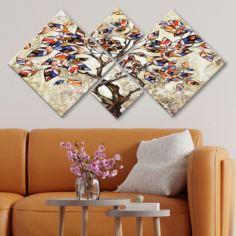 Set 4 tablouri decorative, 4MDF670518193, MDF, Imprimat UV, Multicolor
