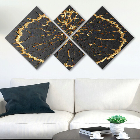 Set 4 tablouri decorative, 4MDF700841719, MDF, Imprimat UV, Multicolor