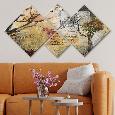 Set 4 tablouri decorative, 4MDF71178997, MDF, Imprimat UV, Multicolor