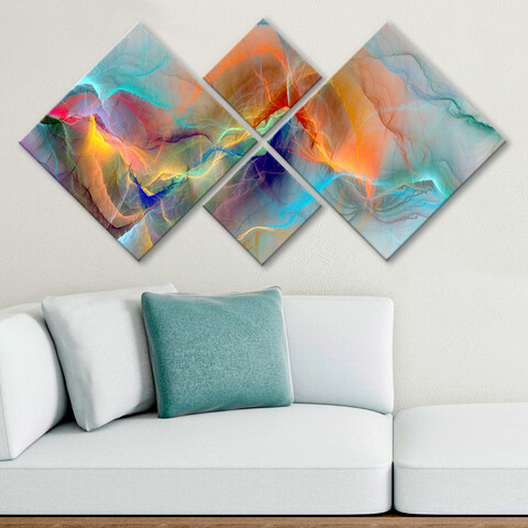 Set 4 tablouri decorative, 4MDF718438198, MDF, Imprimat UV, Multicolor