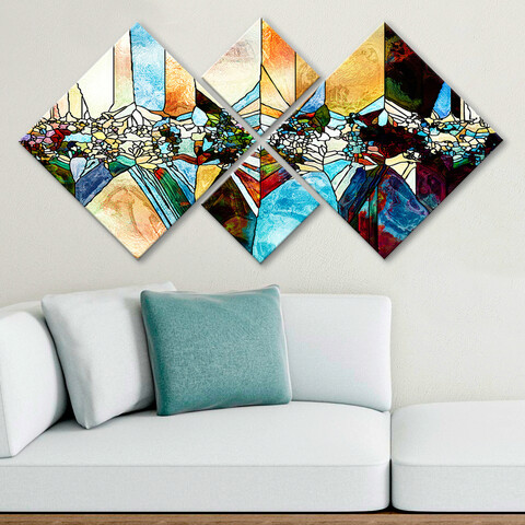 Set 4 tablouri decorative, 4MDF767216008, MDF, Imprimat UV, Multicolor