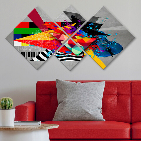 Set 4 tablouri decorative, 4MDF8156489, MDF, Imprimat UV, Multicolor