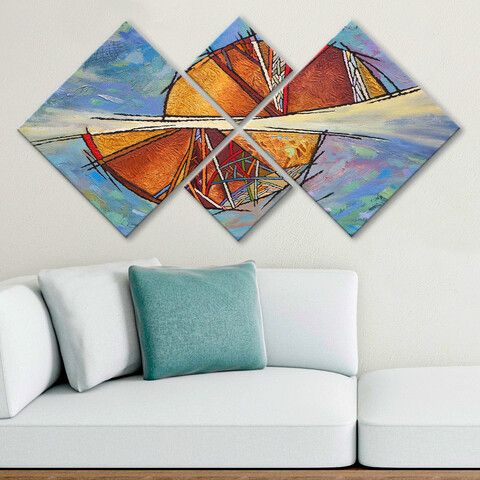 Set 4 tablouri decorative, 4MDF84964591, MDF, Imprimat UV, Multicolor