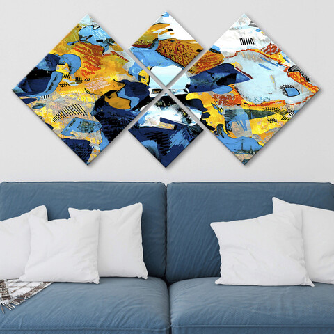 Set 4 tablouri decorative, 4MDF91311017, MDF, Imprimat UV, Multicolor