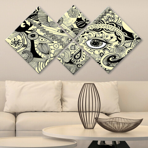 Set 4 tablouri decorative, 4MDF93541693, MDF, Imprimat UV, Multicolor