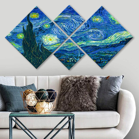 Set 4 tablouri decorative, 4MDF95580, MDF, Imprimat UV, Multicolor