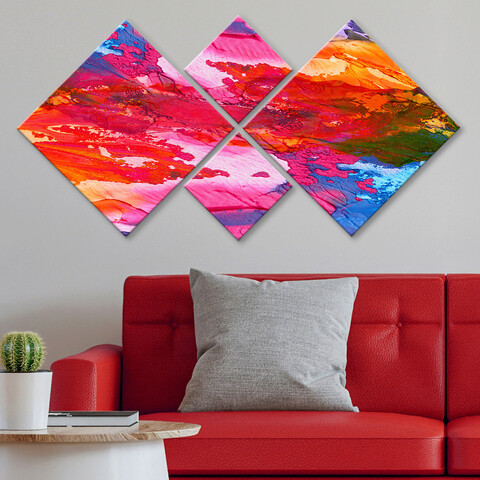 Set 4 tablouri decorative, 4MDF9757856, MDF, Imprimat UV, Multicolor