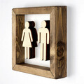 Decoratiune de perete, WC001, Lemn, Nuc/Alb