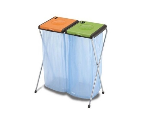 Suport 2 saci menajeri Nature 2, Gimi, 110 L, plastic/otel inoxidabil, multicolor