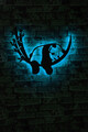 Decoratiune luminoasa LED, Baby Panda, MDF, 60 LED-uri, Albastru