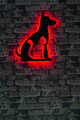 Decoratiune luminoasa LED, Cat n Dog, MDF, 60 LED-uri, Rosu