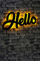 Decoratiune luminoasa LED, Hello, MDF, 60 LED-uri, Galben